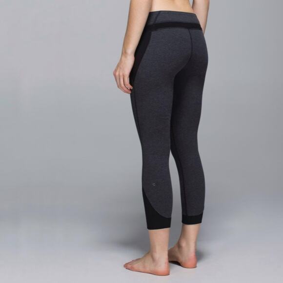 Lululemon Refine Crop Leggings Size 4 Colorblock Stretch Cotton Pants Gym Run - Picture 4 of 16